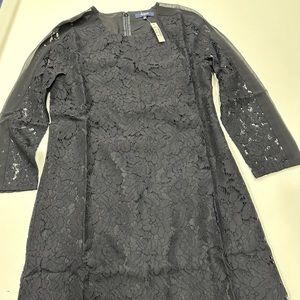 NWT Madewell lace long sleeve shift dress true black size 2 E5916